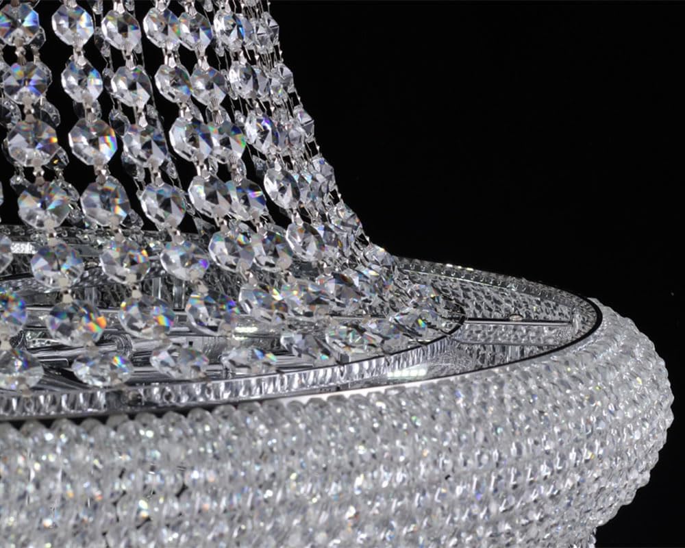 13-Lights Empire Style Crystal Chandelier, 23 Inch Luxury K9 Crystal Chandeliers Pendant Lighting for Living Room, Dining Room, Foyer, Entryway, Hallway, chrome