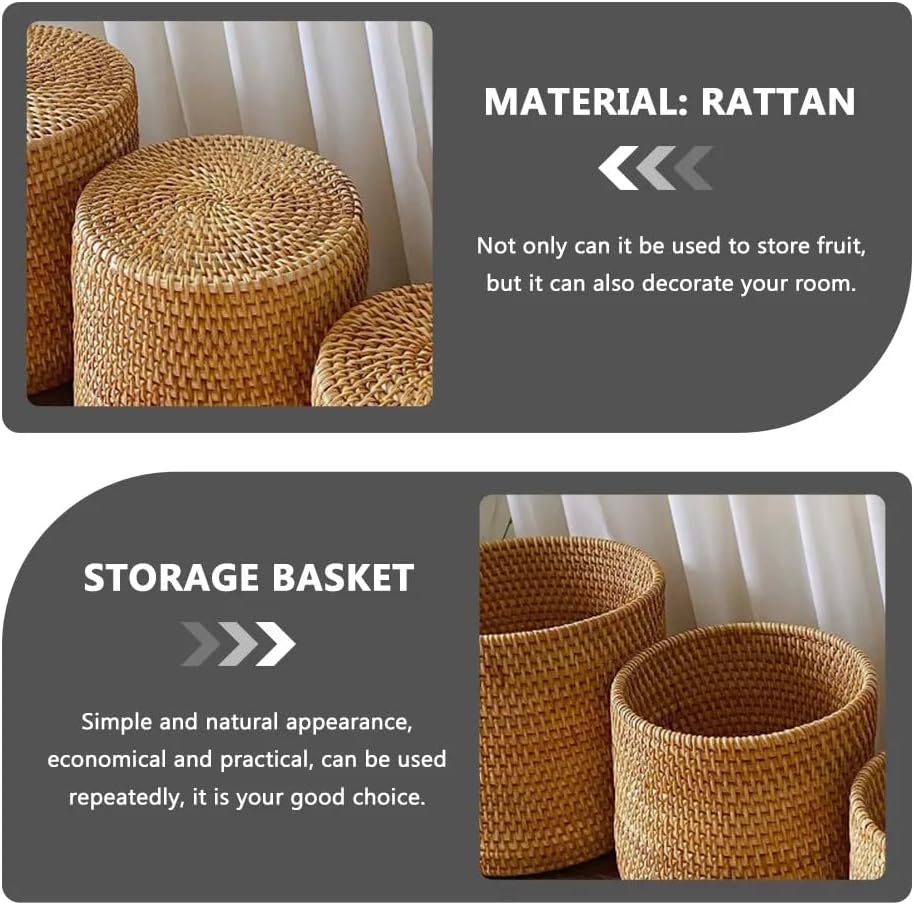 Basket Baskets Wicker Woven Storage Rattan Round Can Trash Fruit Seagrass Empty Bread Large Laundry Planter Blankets