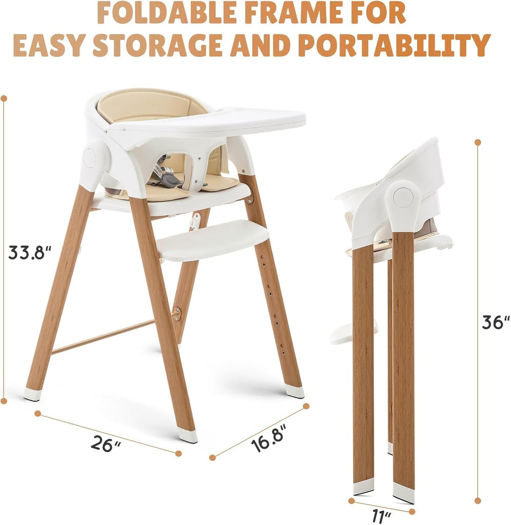 Convertible High Chairs for Babies & Toddlers. 5-in-1 Adjustable High Chair with Removable Tray, Easy to Clean