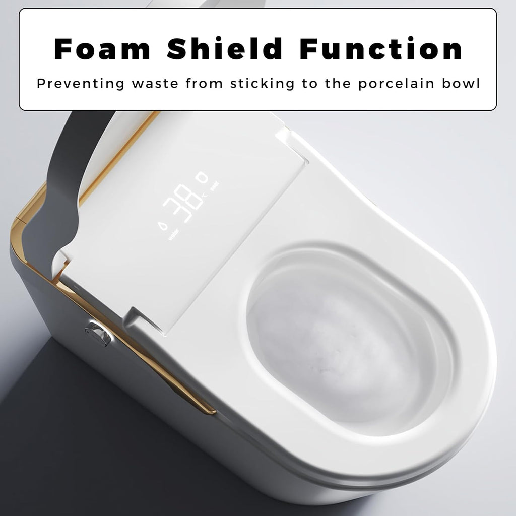 Modern Smart Toilet with Bidet, One-Piece Elongated, Porcelain, Auto Flush, Heated Seat, Warm Air Drying
