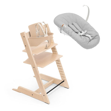 Tripp Trapp High Chair with Newborn Set and Tray, Black/Grey