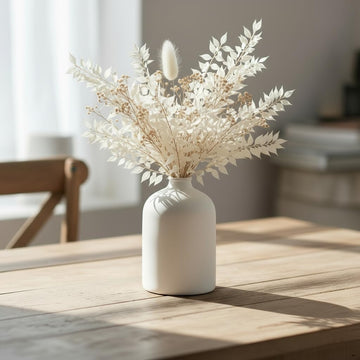 White Ceramic Vase - 7 Inch Tall - Large, Minimalist Modern Home Decor, Decorative Object - Centerpiece