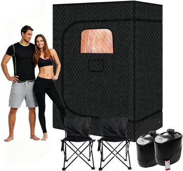 1-Person Portable Steam Sauna Tent for Home, 3L 1500W Sauna Box for Relaxation & Detoxification with Folding Chair