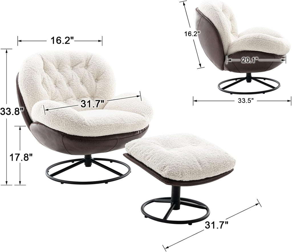 Modern Reading Chair and Ottoman — White
