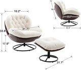 Modern Reading Chair and Ottoman — White