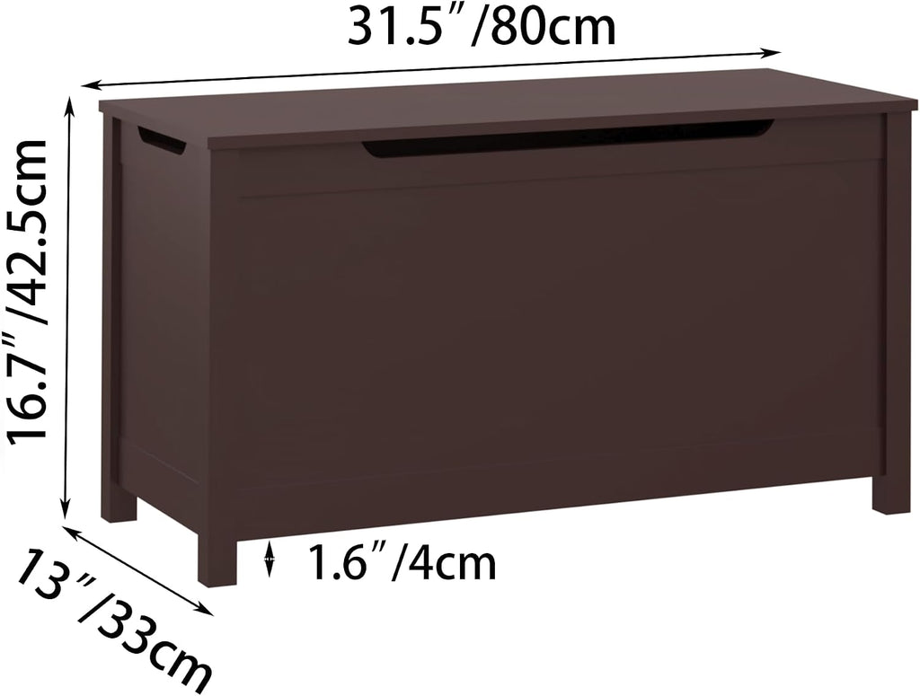 Kids Wooden Toy Chest with Safety Hinged Lid, 2.7 Cubic Feet Large Toy Box Storage Bench, Sturdy Toy Box Bedroom