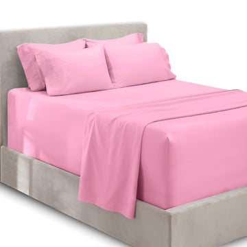Extra Deep Pocket Sheet Sets, Luxury Soft 6 Piece Bed Sheet Set Fits Mattress 18-24 Inches - Split King Size, Lilac