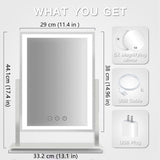 Lighted Makeup Mirror, 17.3" x 13" Hollywood Vanity Mirror with Lights, Three Color Lighting Modes, and 5X