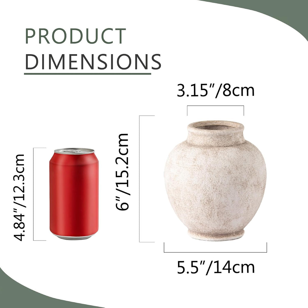 Ceramic Rustic Vase, Small Flower Farmhouse Vase Decorative Vase Short Pottery Vases