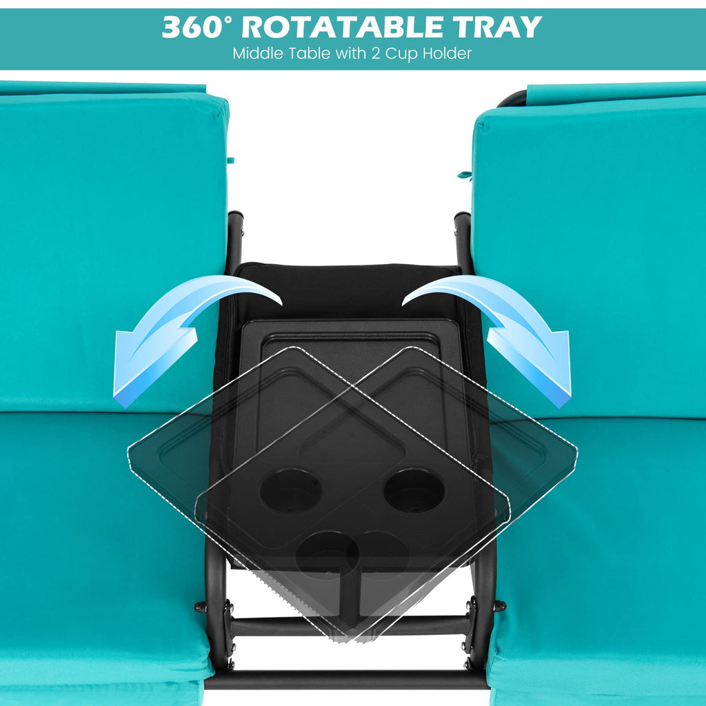 2 Person Porch Swing with Cooler Bag, Turquoise