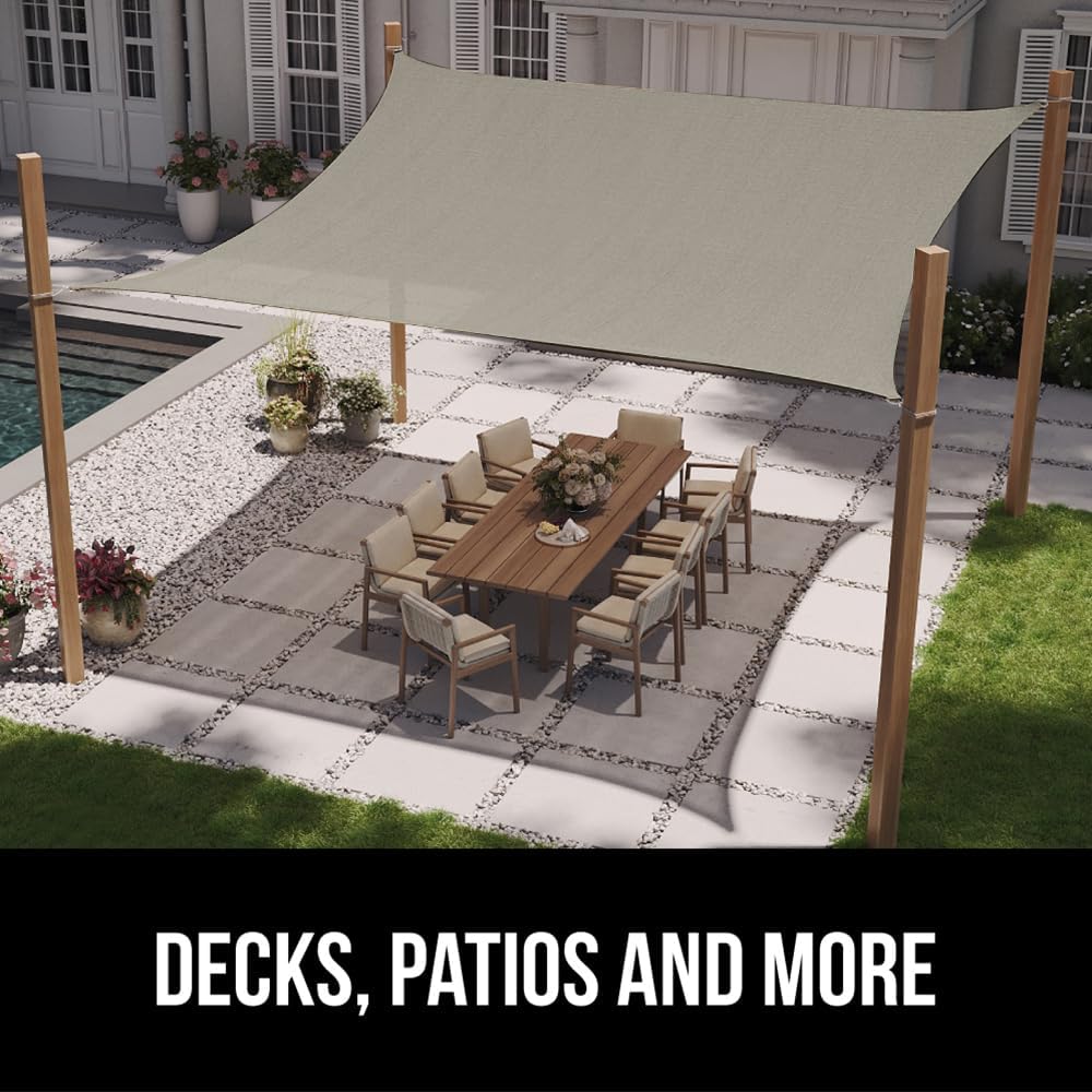 Heavy Duty Sun Shade, UV Protection Fade Tear and Rust Resistant Rectangle Sunshade Canopy, Curved Edges Blocks