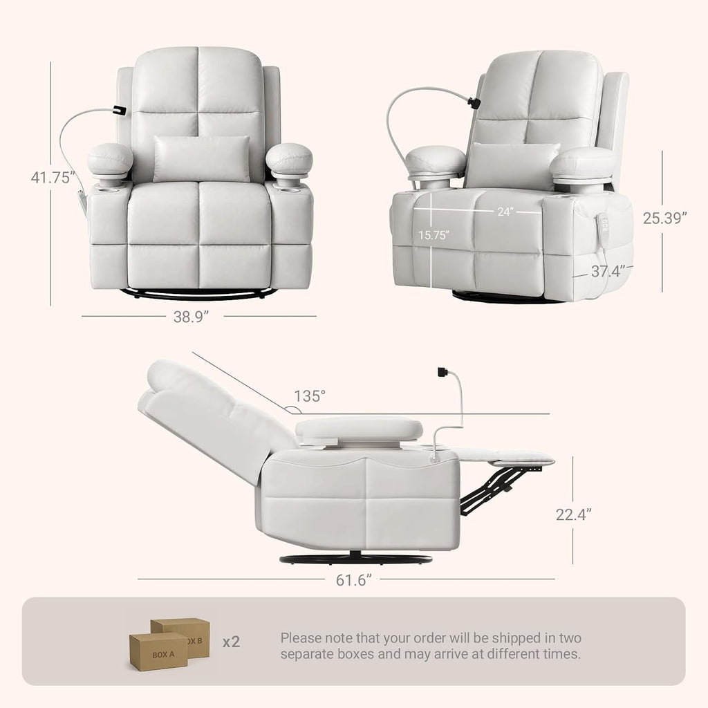 Lullapod Power Nursery Rocking Chair with HugAssist Armrest | Triple Motor Power Nursing Recliner with 270° Swivel