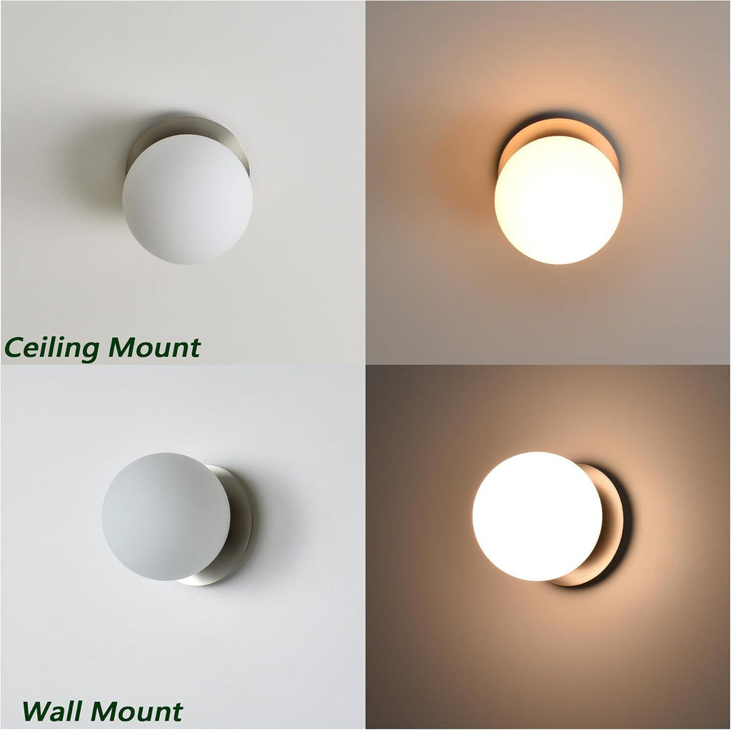 Wall Sconces, 1 Light Modern Globe Sconce in Brushed Nickel, Wall Light Bathroom Living Room & Hallway Vanity