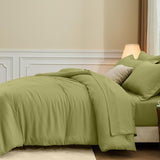 Queen Comforter Set Olive Green, 7 Pieces Soft Bedding Sets Queen, All Season Lightweight Bed in a Bag with Comforter