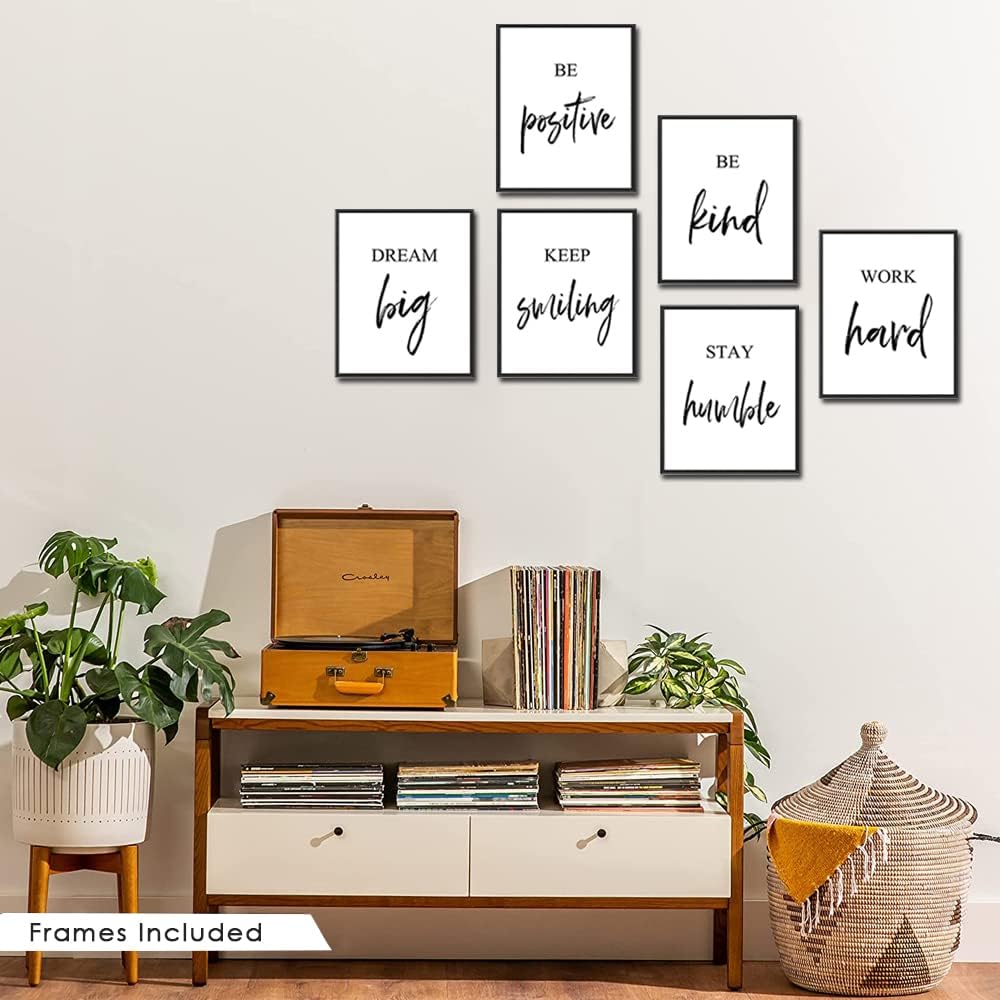 Inspirational Wall Art, Framed Motivational Canvas Wall Art Positive Quote Bedroom Office, Stretched Ready to Hang