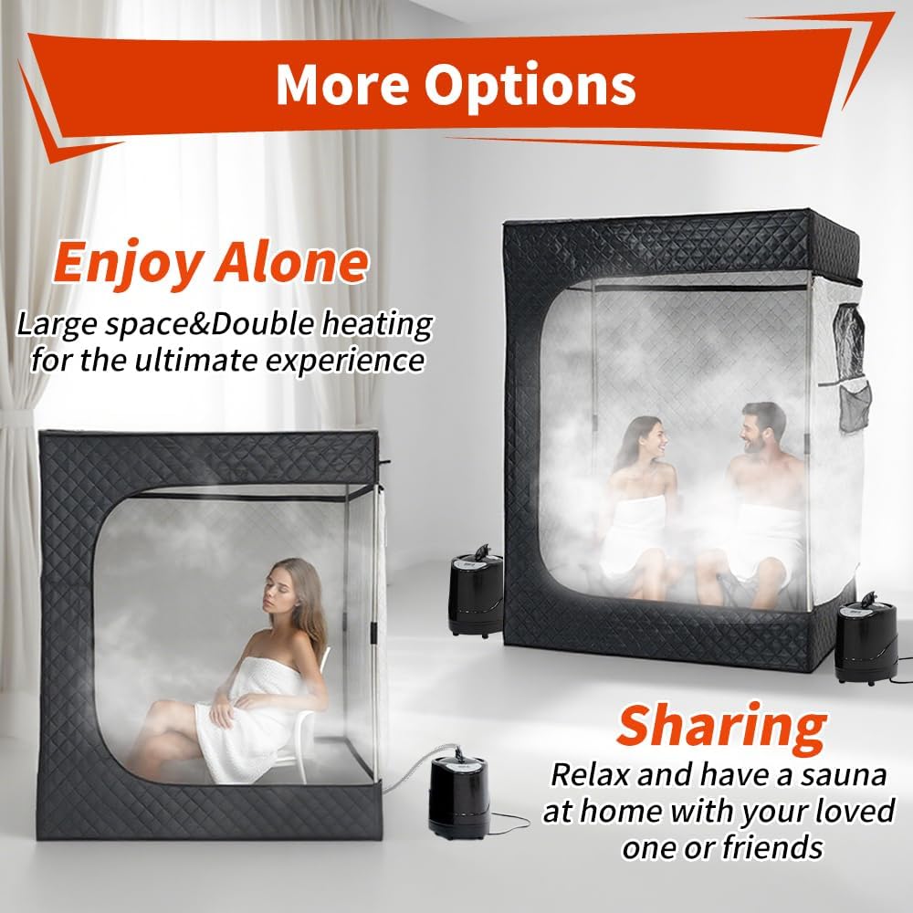 1-Person Portable Steam Sauna Tent for Home, 3L 1500W Sauna Box for Relaxation & Detoxification with Folding Chair