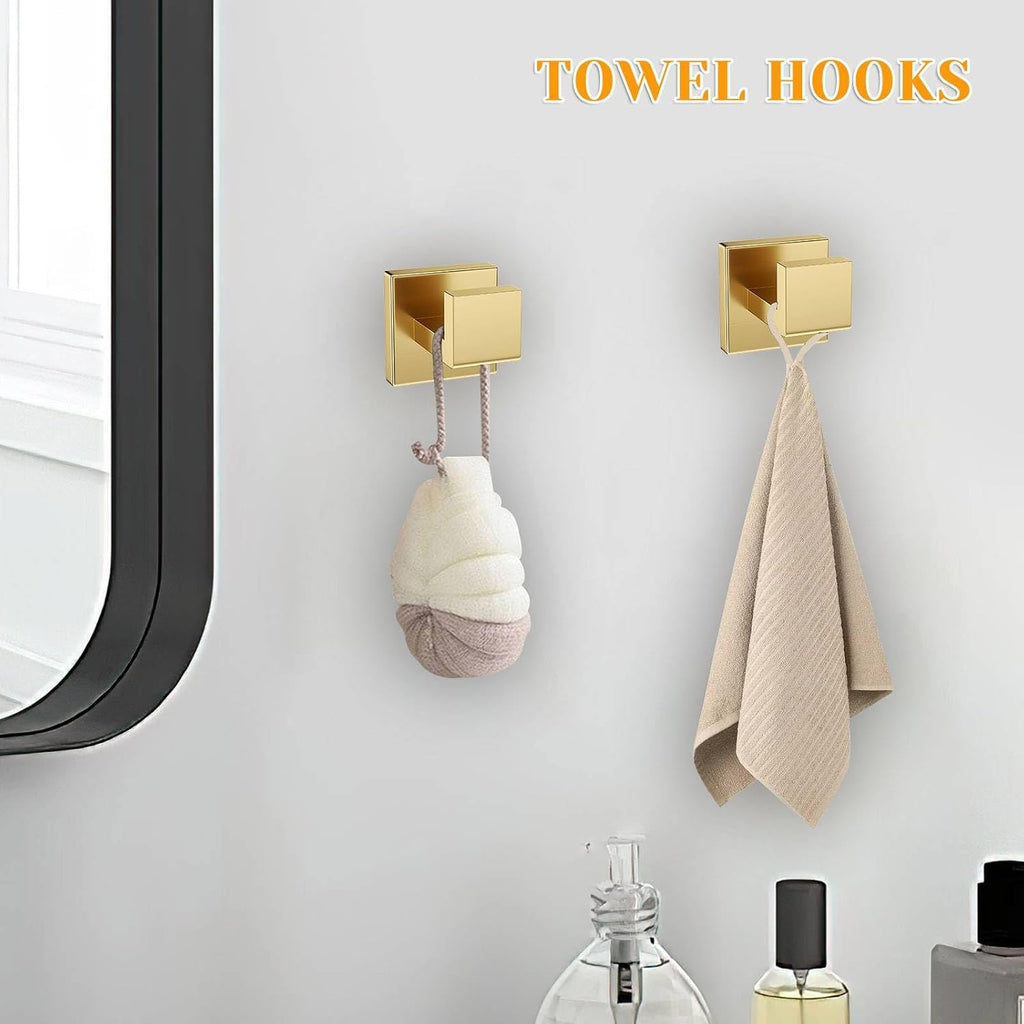 Brushed Gold Towel Bar Set 5 Pieces Bathroom Hardware Accessories Set,Upgraded Toilet Paper Holder with