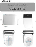 Compact Smart Toilet with Built-In Bidet for Small Bathrooms, Auto Flush, LED Night Light, Heated Seat, Warm Air Dryer