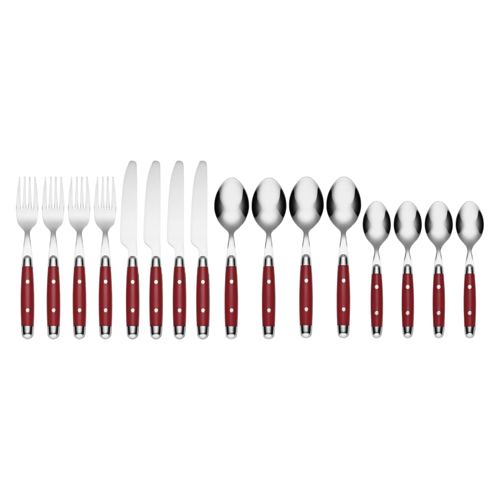 Jubilee Red 16-Piece 18/0 Silverware Set for 4, Flatware
