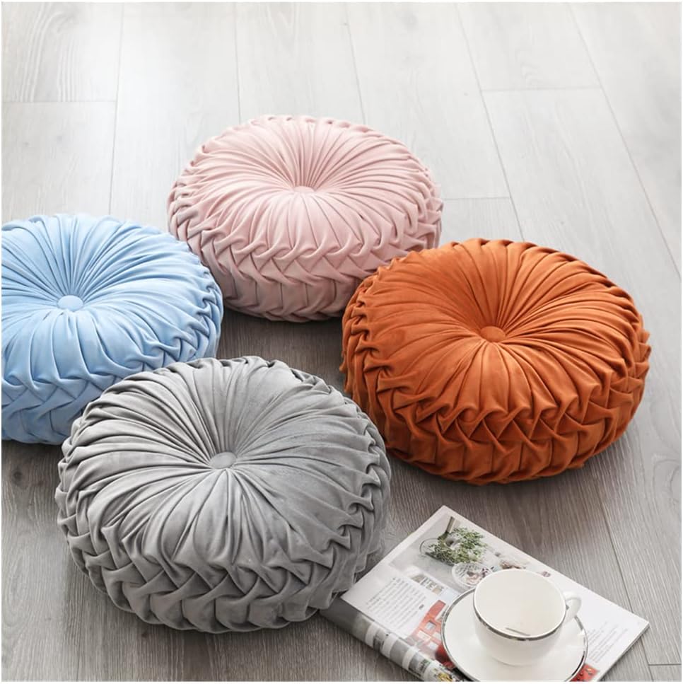 Round Velvet Pillow, Sofa Bed Bedroom Decorative Throw Pillow (38cm, Dark Purple)