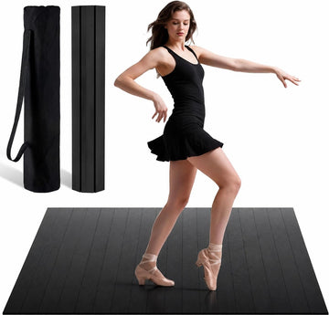 Foldable Tap Dance Floor, Portable Tap Board, 47.8"x38.5"-Black