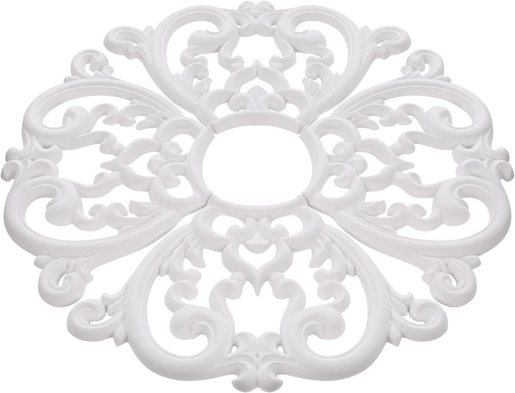 24" OD x 5" ID White Ceiling Medallion 4-Piece Set Ceiling Medallion for Chandelier Decoration, Quick and Easy