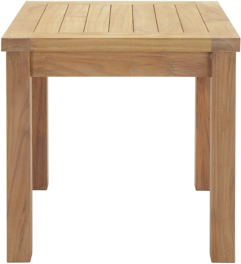 Marina Premium Grade A Teak Wood Outdoor Patio Square Side End Table in Natural