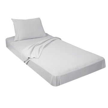 College Dorm 100% Jersey Knit Cotton Twin Extra Long Sheets (Fitted, Flat, Sets) 4 Piece Set White