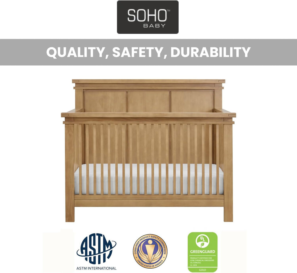 4 in1 Crib Convertible, Honey Wood