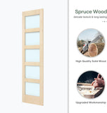 Double 18×84 inch Glass Sliding Barn Door Slab with 6.6ft Hardware Kit Included, 5-Panel Frosted Gla