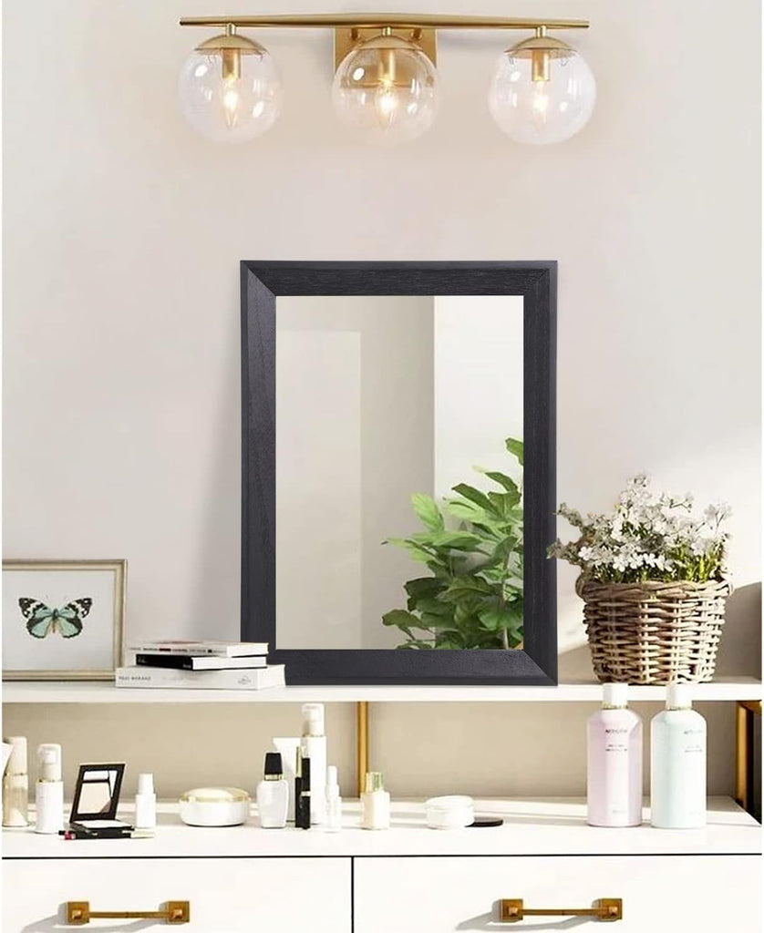 Wall Mirror Black Rectangle Mirrors for Wall with Wood Framed Decorative Bathroom Living Room Farmhouse Entryway