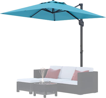 10' x 10' Heavy Duty Square Cantilever Umbrella, Aluminum Offset Outdoor Patio Umbrella with 360-Degree Rotation Pool