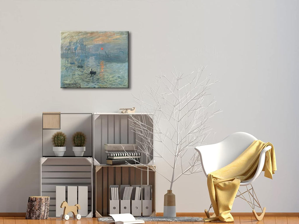 Impression Sunrise Canvas Prints Wall Art of Claude Monet Classic Oil Paintings Reproduction Seascape Ocean Sea Beach