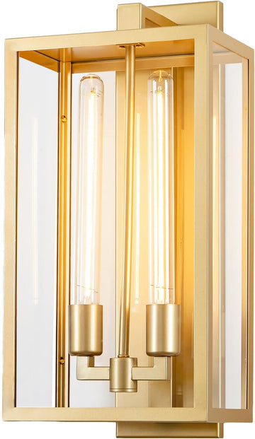 Large Outdoor Wall Sconce, 21" Gold Wall Mount Lamp, Outside Lights Front Porch Light, Waterproof Modern Porch