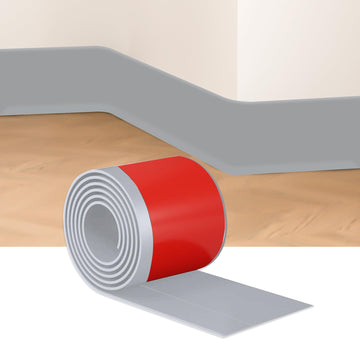 Grey Wall Molding Trim 4 Inch x 10 Feet, Wall Base Baseboard Molding Trim Flexible Self Adhesive Rubber Peel and
