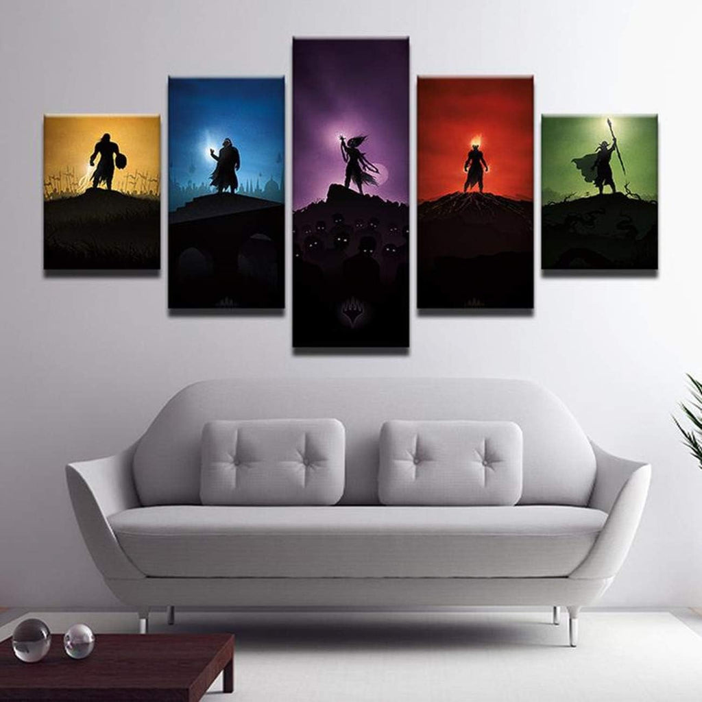Magic: The Gathering MTG 5 Panel Canvas Print Wall Art (8x14x2,8x18inx2,8x22inx1)