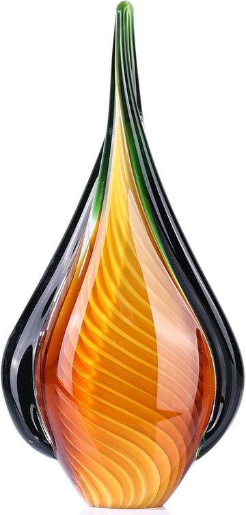 9" Tall Hand Blown Glass Sculpture,Drop Glass Paperweight Desk,Modern Art Figurines,Mediterranean Beach House