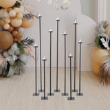 9-Piece Black Floor Candle Holders Set - 42" Tall Tiered Candelabra, Adjustable Iron Tealight Stands, DIY Home Decor