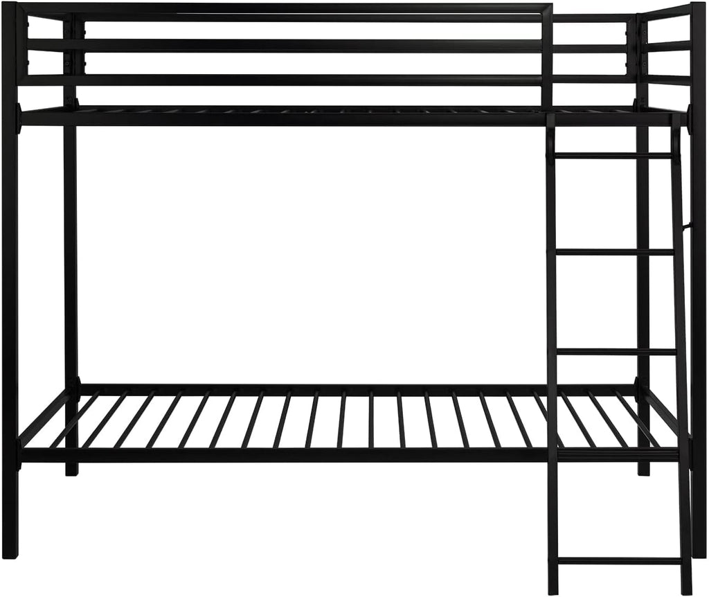 Loft Bunk Bed Twin Over Twin with Ladder and Guardrail,Heavy Duty Metal Slats Support No Box Spring Needed Small Space