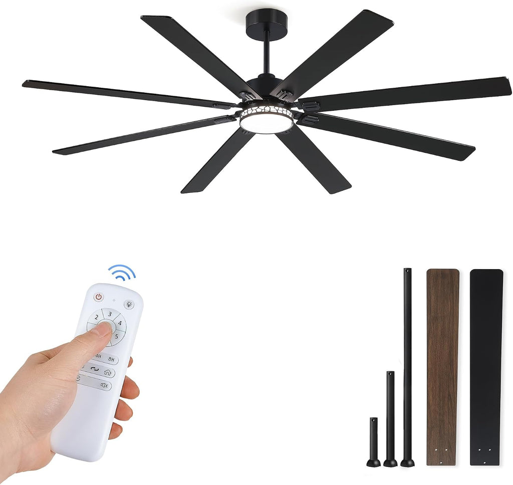 84" Ceiling Fan with LED Light and Remote - Black