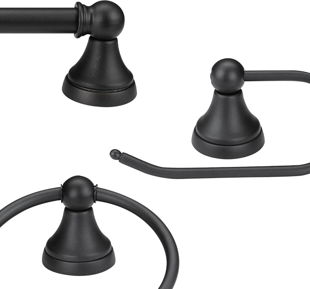Jayden 5-Piece All-In-One Bathroom Set, Oil Rubbed Bronze, 3-Light Vanity Light with Frosted Glass Shades, Towel Bar