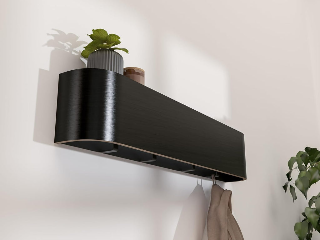 Wall Coat Rack - wall Shelf with Hooks - entryway Hooks - entryway Shelf - Modern Coat Rack - Wooden Coat Rack wall