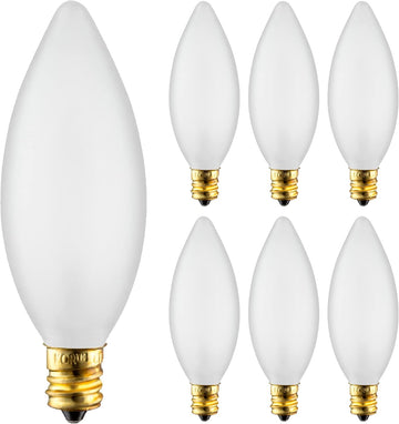 25W Incandescent Chandelier Bulbs, E12 Candelabra Base, 6-Pack