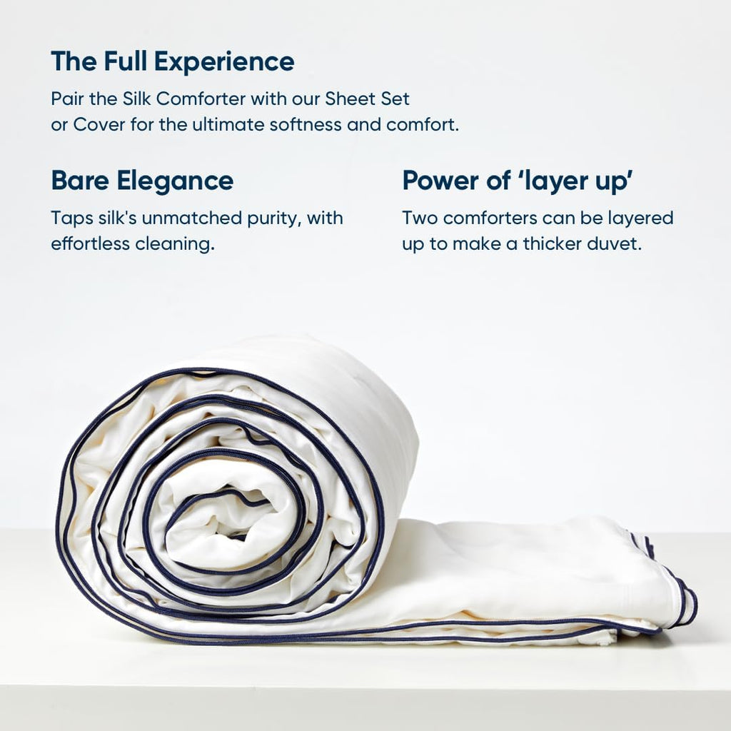 All-Season Silk Comforter, Quilt and Duvet Insert for Hot Sleepers, 100% Silk Fill with 100% Cotton 