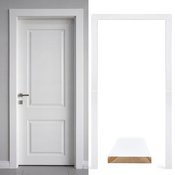84 x 42 x 3-1/2 in Door Trim Molding Kit, Pine Door Casing Set Precut Finger-Jointed Interior Doors Makeover Kits