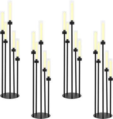 5 Arm Candelabra Centerpieces for Tables, 4 Set Floor Candle Holder, 41.3'' Tall Candlestick Stand with Acrylic