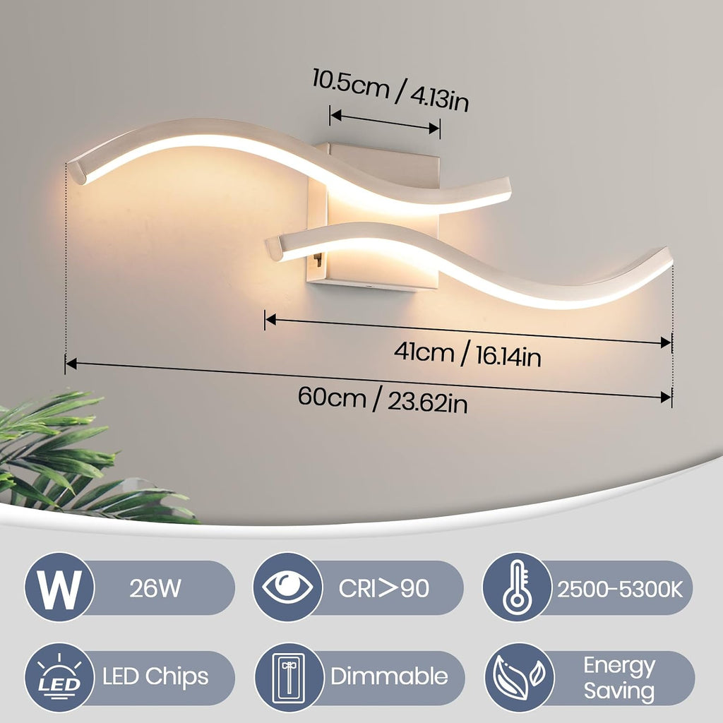 Bathroom Vanity Light Fixture, 26W 5CCT Dimmable Modern Led Bathroom Light Fixtures Over Mirror, LED Vanity Lighting