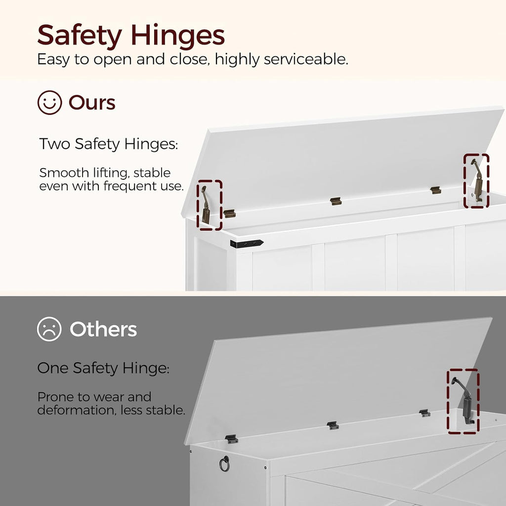 47.2" Storage Chest Extra Large, Wooden Storage Bench with 2 Safety Hinges, Entryway Shoe Bench, 47.2x15.7x19.7 Inch