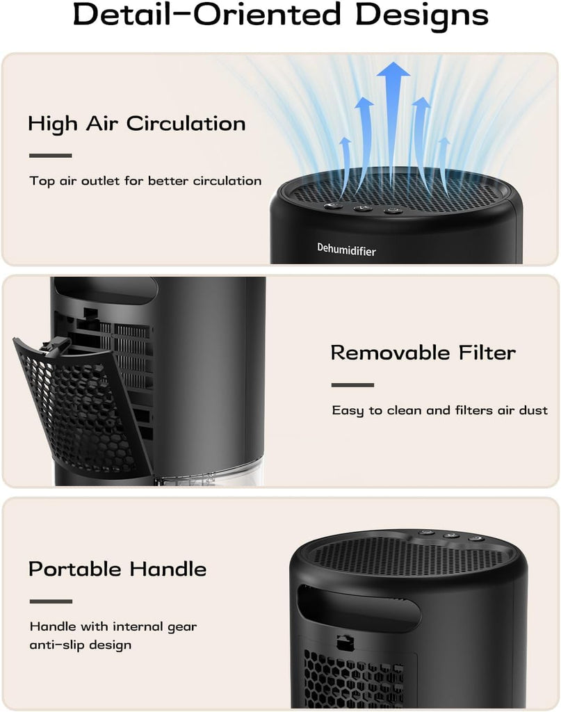 Dehumidifier, 35 oz Small Dehumidifiers for Home, Bathroom, Bedroom, Closet, Ultra-Quiet with Sleep Mode