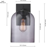 Electric 44790 Utica 1-Light Outdoor Wall Sconce, Black, Smoked Glass Shade, Bulb Not Included A123-B09DM72BFT